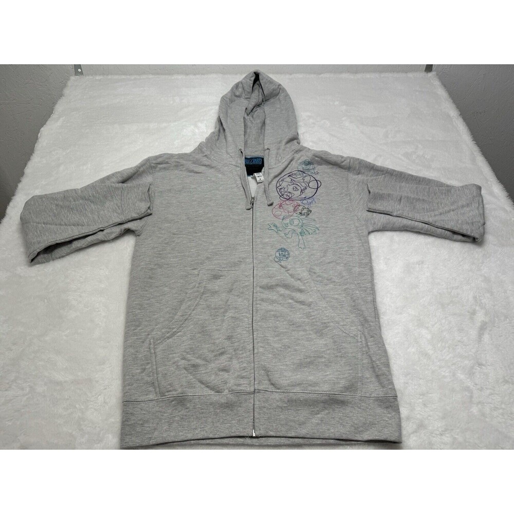 World Of Warcraft Blizzard Murloc Zip Up Hoodie Adult Size M Full Zip Grey